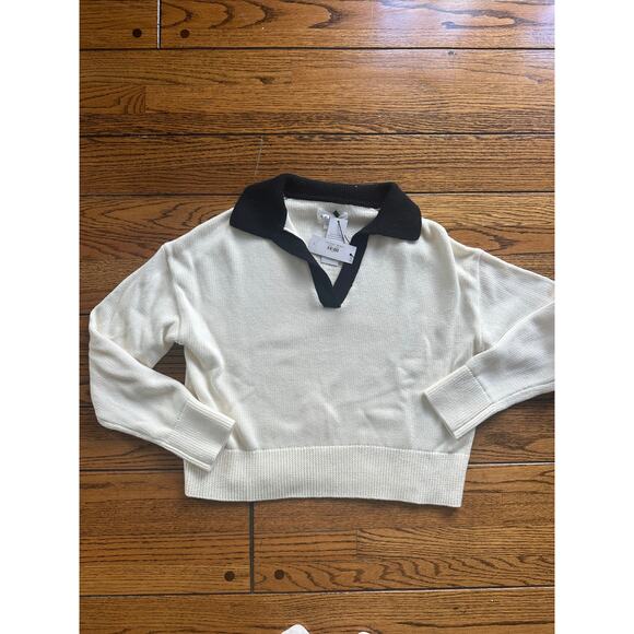 Velvet Lucie v-neck Sweater cream/black NWT X-Small - Picture 7 of 11